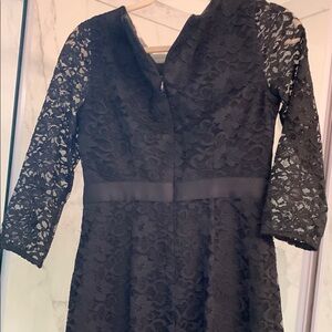 Black V-Neck Sheath Dress with 3/4 Sleeves